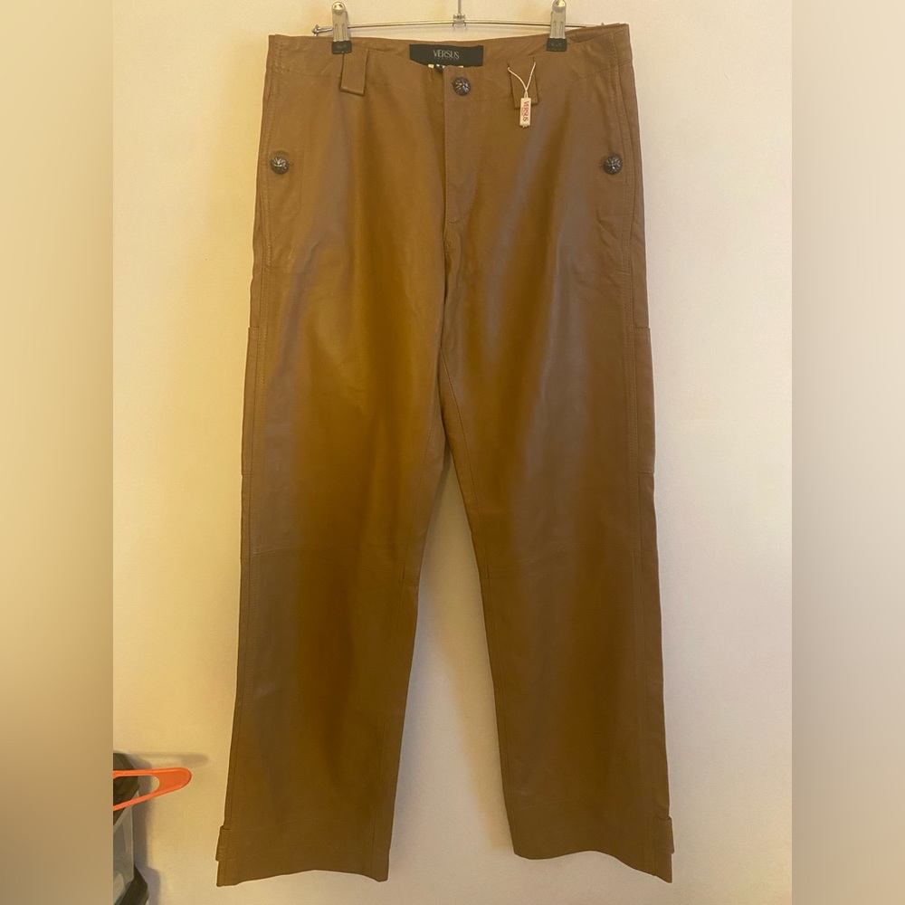 Vintage wide leg Versace leather pants